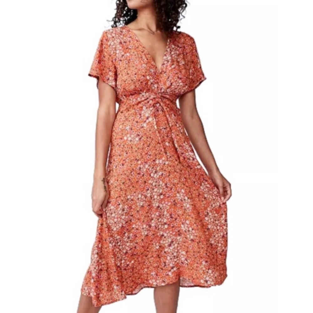 Cotton On Rust/Orange Floral Midi Dress